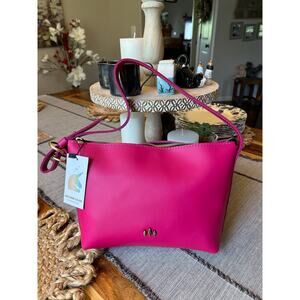 Portland Leather HOT PINK Slouchy Shoulder Bag Unicorn Bright Pink Purse NEW